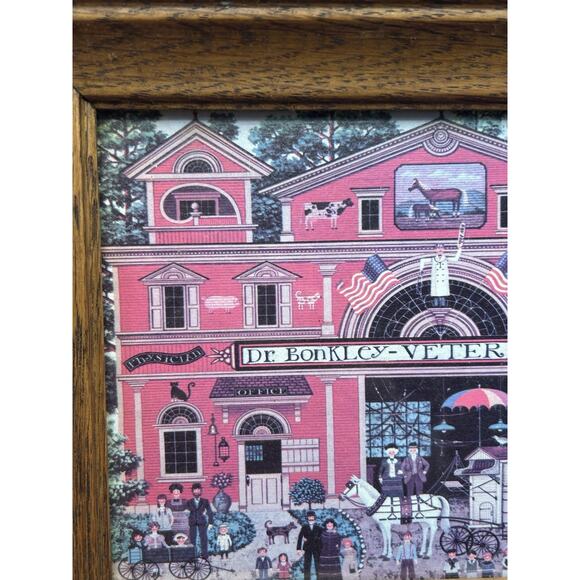 Charles Wysocki Farm Folk & Dr Bonkley Veterinarian Wooden Framed Art Americana - Picture 6 of 13